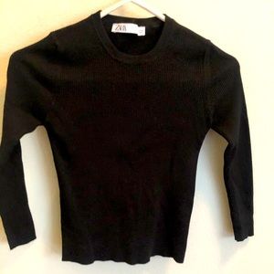 Zara Black crew neck top - Sz XS